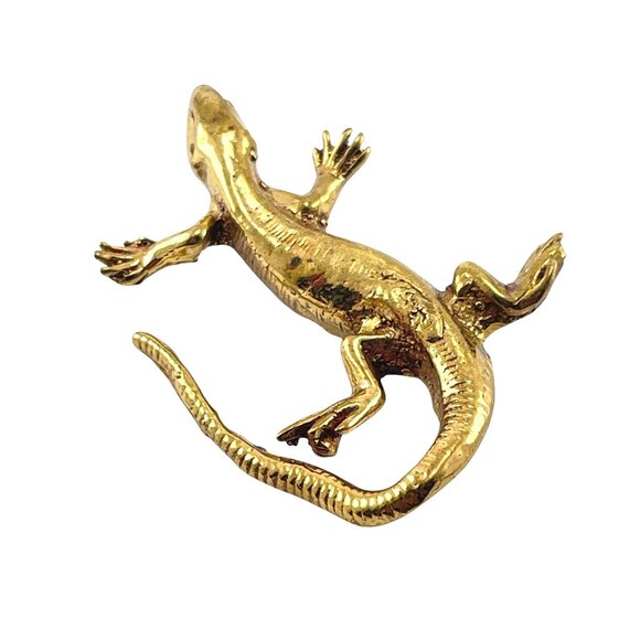 Gold-Toned Lizard Brooch Pin Jewelry Accessory - Picture 1 of 6